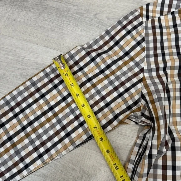 Orvieto Men's Long Sleeve Checkered Button Down Shirt in Neutral Tones Size M - Picture 14 of 17